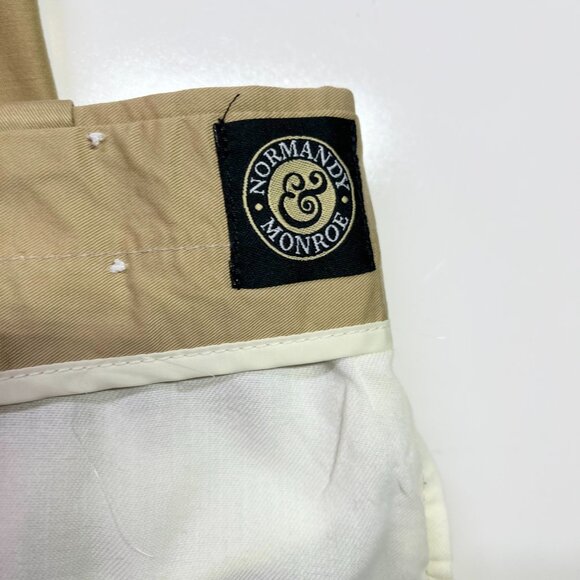 Vintage Normandy & Monroe Size 38R Tan Pleat-Front Pants Loro Piana Fabric - Picture 2 of 15